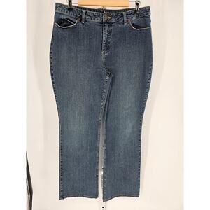 Caslon Women's Blue Button Closer Mid Rise Straight Leg Zip Up Jean Size 16